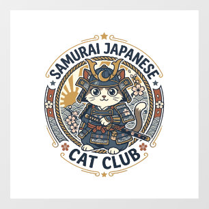 Autocollant Pour Fenêtre Chat japonais samouraï Art vectoriel POD - Samoura
