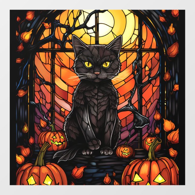 Autocollant Pour Fenêtre Chat noir Éffrayant en verre (Feuille)
