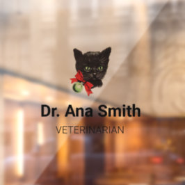 Autocollant Pour Fenêtre Chat noir personnalisable profession vétérinaire