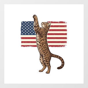 Autocollant Pour Fenêtre Chat patriotique Drapeau américain Design vectorie