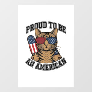 Autocollant Pour Fenêtre Chat patriotique fier d'être américain vecteur vin