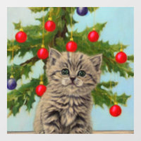 Chat vintage et sapin de Noël