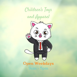 Autocollant Pour Fenêtre Chaton mignon en costume cravate dessin animé