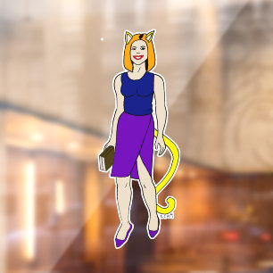 Autocollant Pour Fenêtre chatte fille