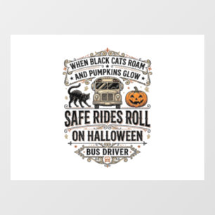 Autocollant Pour Fenêtre Chauffeur de Bus Halloween Gravure Vintage Épouvan