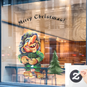 Autocollant Pour Fenêtre Cheeky Christmas Troll et Tree Delight