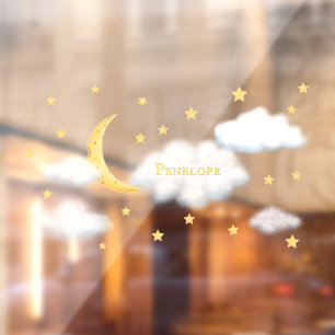 Autocollant Pour Fenêtre Cheesy Moon & Stars Personnalisé Fluffy Cloud Enfa