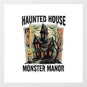 Autocollant Pour Fenêtre Chemise de maison hantée dessin vintage de manoir 