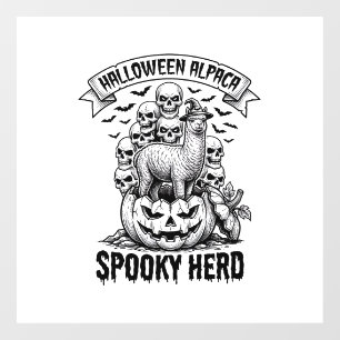 Autocollant Pour Fenêtre Chemise Halloween Alpaga Crâne Citrouille Design V