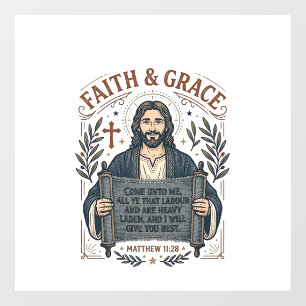 Autocollant Pour Fenêtre Chemise vintage graphique chrétienne Jésus Croix P