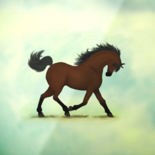 Autocollant Pour Fenêtre Cheval de Trotting Bay Équestre Pony Decal