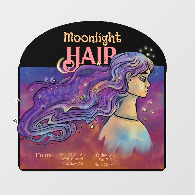 Autocollant pour fenêtre Cheveux au Clair de Lune (Feuille)