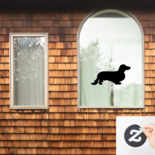 Autocollant Pour Fenêtre Cheveux longs Dachshund - Silhouette 1