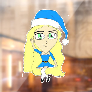 Autocollant Pour Fenêtre Chibi de Noël