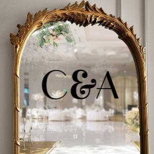 Autocollant Pour Fenêtre Chic noir monogramme Ampersand Art Déco Mariage