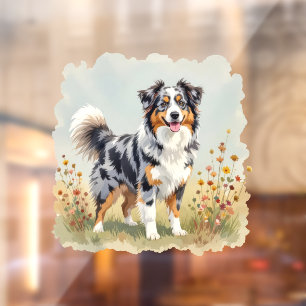 Autocollant Pour Fenêtre Chien Berger Australien Merle Queue Longue