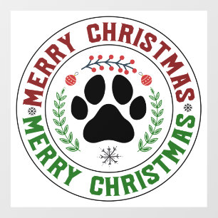 Autocollant Pour Fenêtre Chien Paw Joyeux Noël fenêtre Clouer