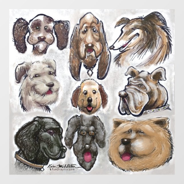 Autocollant Pour Fenêtre Chiens (Feuille)