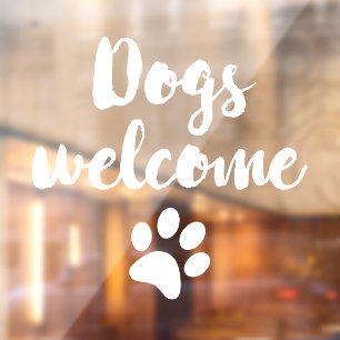 Autocollant Pour Fenêtre Chiens bienvenus en boutique