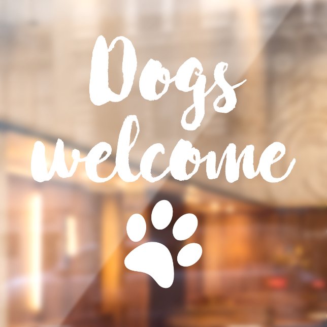 Autocollant Pour Fenêtre Chiens bienvenus en boutique (Feuille 2)