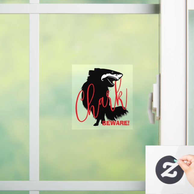 Autocollant Pour Fenêtre Chihuahua + Requin = Chark - ATTENTION ! (Maison)