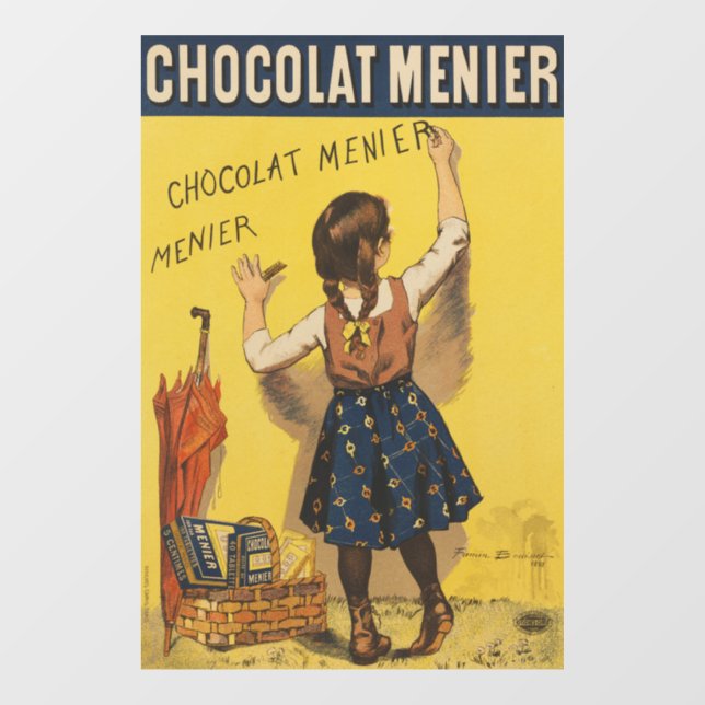 Autocollant Pour Fenêtre Chocolat Menier Petite fille Mur écriture (Feuille)