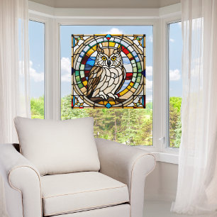 Autocollant Pour Fenêtre Chouette majestueuse Faux Verre Cathédrale