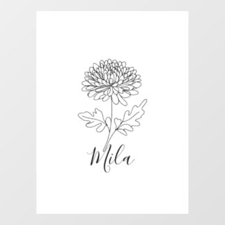 Autocollant Pour Fenêtre Chrysanthème de naissance personnalisé de novembre