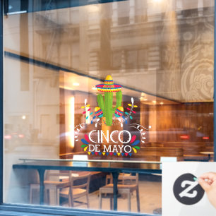 Autocollant Pour Fenêtre Cinco de Mayo Cactus Maracas