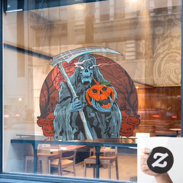 Autocollant Pour Fenêtre Citrouilles d'horreur de nuit Halloween Grim (Fenêtre de café)