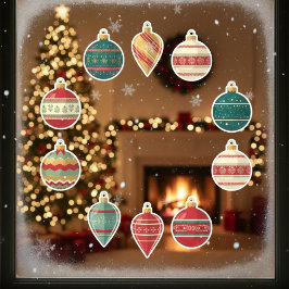 Autocollant Pour Fenêtre Classic Christmas Ornaments Window Cling