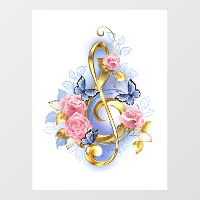 Autocollant Pour Fenêtre Clé de fer avec roses roses roses (Feuille)