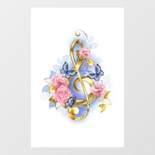 Autocollant Pour Fenêtre Clé de fer avec roses roses roses