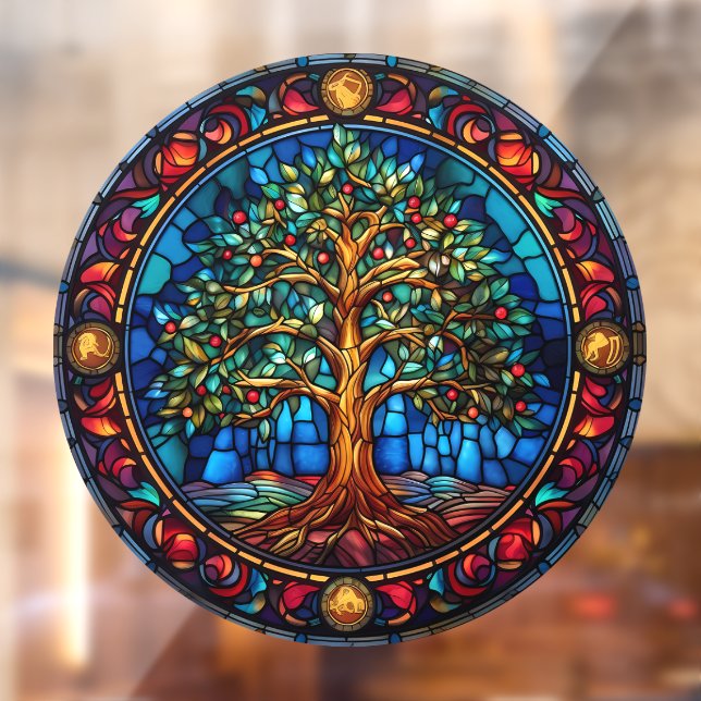 Autocollant Pour Fenêtre Clôture de fenêtre Arbre de vie (Feuille 2)
