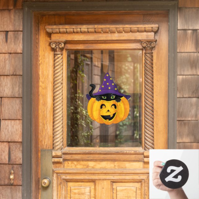 Autocollant Pour Fenêtre Clôture de fenêtre Citrouille Halloween (Porte d'accueil)