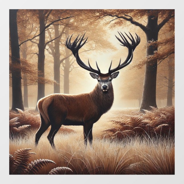 Autocollant Pour Fenêtre Clôture de fenêtre de cerfs d'automne (Feuille)