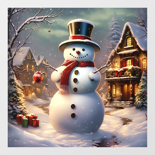 Autocollant Pour Fenêtre Clôture de fenêtre de Noël Snowman (Feuille)