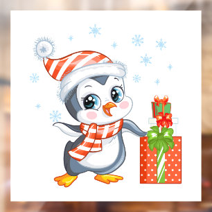 Autocollant Pour Fenêtre Clôture de fenêtre de pingouin de Noël