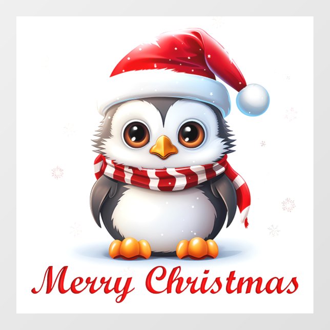 Autocollant Pour Fenêtre Clôture de fenêtre de pingouin de Noël (Feuille)