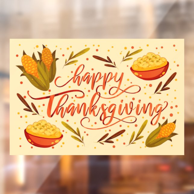 Autocollant Pour Fenêtre Clôture de fenêtre de Thanksgiving (Feuille 2)