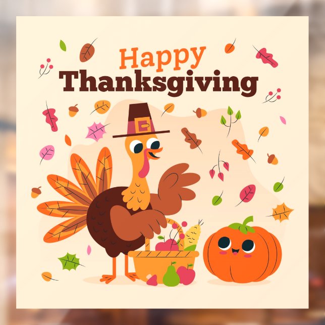 Autocollant Pour Fenêtre Clôture de fenêtre de Thanksgiving (Feuille 2)