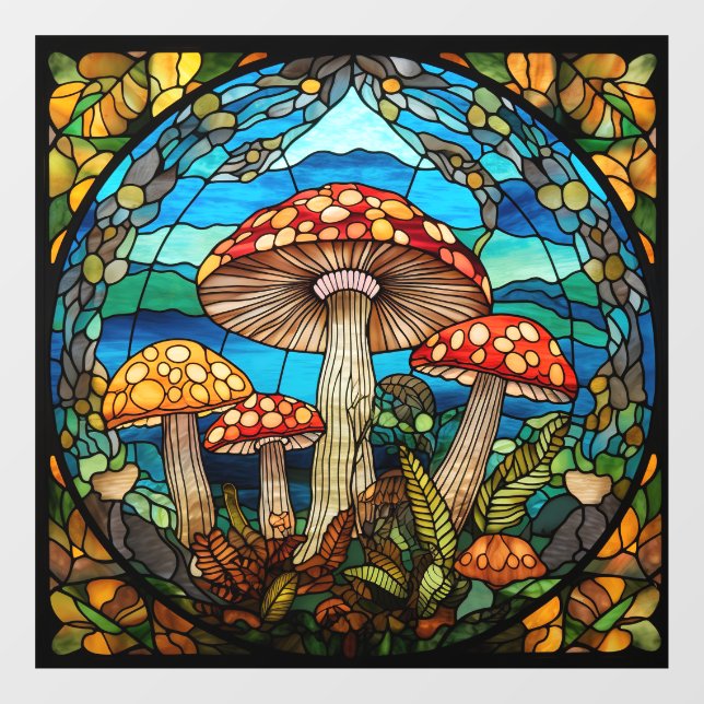Autocollant Pour Fenêtre Clôture de fenêtre des champignons (Feuille)