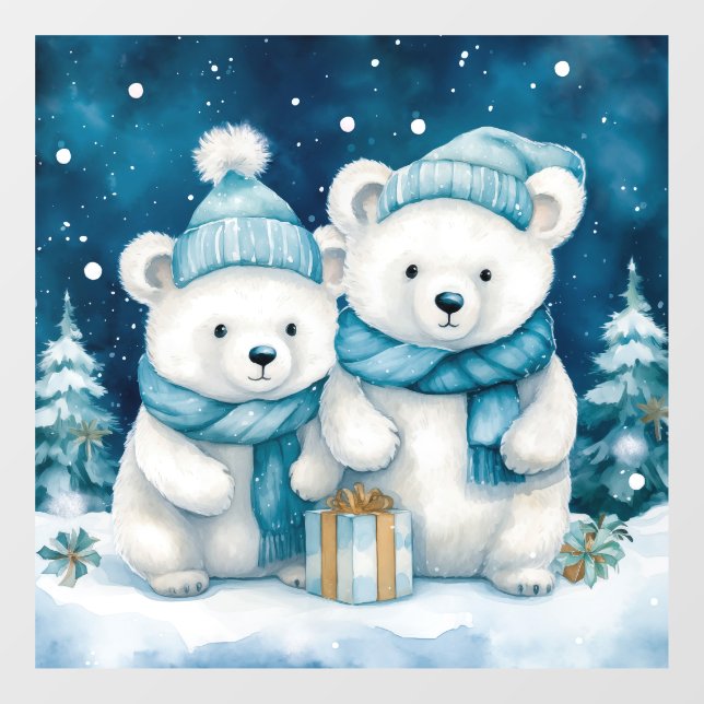 Autocollant Pour Fenêtre Clôture de fenêtre des ours de Noël (Feuille)