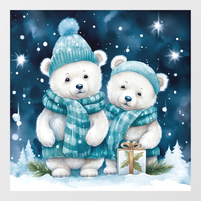 Autocollant Pour Fenêtre Clôture de fenêtre des ours de Noël (Feuille)