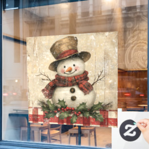 Autocollant Pour Fenêtre Clôture de fenêtre Retro Snowman