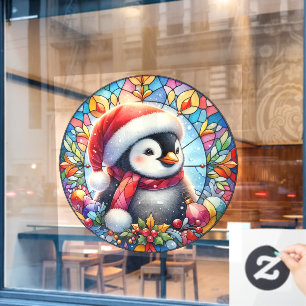 Autocollant Pour Fenêtre Clôture de fenêtre ronde en pingouin