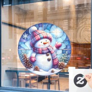 Autocollant Pour Fenêtre Clôture de fenêtre ronde Snowman