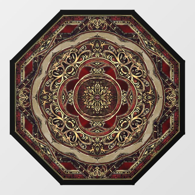Autocollant Pour Fenêtre Clôture de fenêtre rouge et or (Feuille)