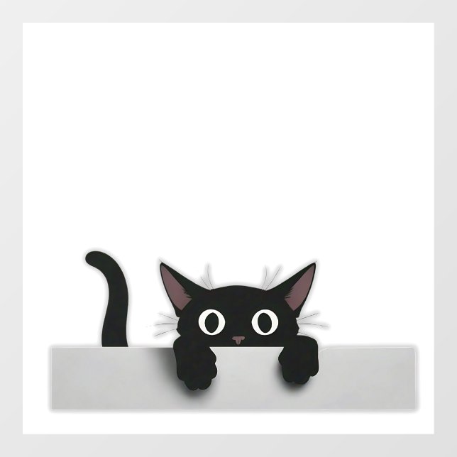 Autocollant Pour Fenêtre Clôture de la fenêtre de chat noir (Feuille)