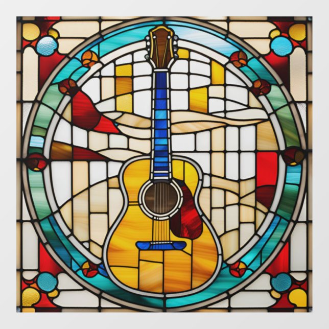 Autocollant Pour Fenêtre Clou de guitare en verre Faux (Feuille)